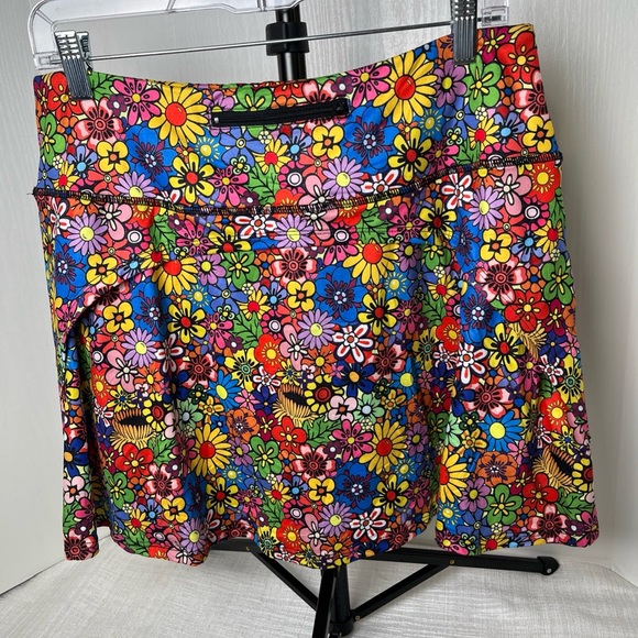 Hip & Fun Fulbelle Pickleball Tennis Skort 70’s Floral Pockets Size Large - Picture 4 of 12
